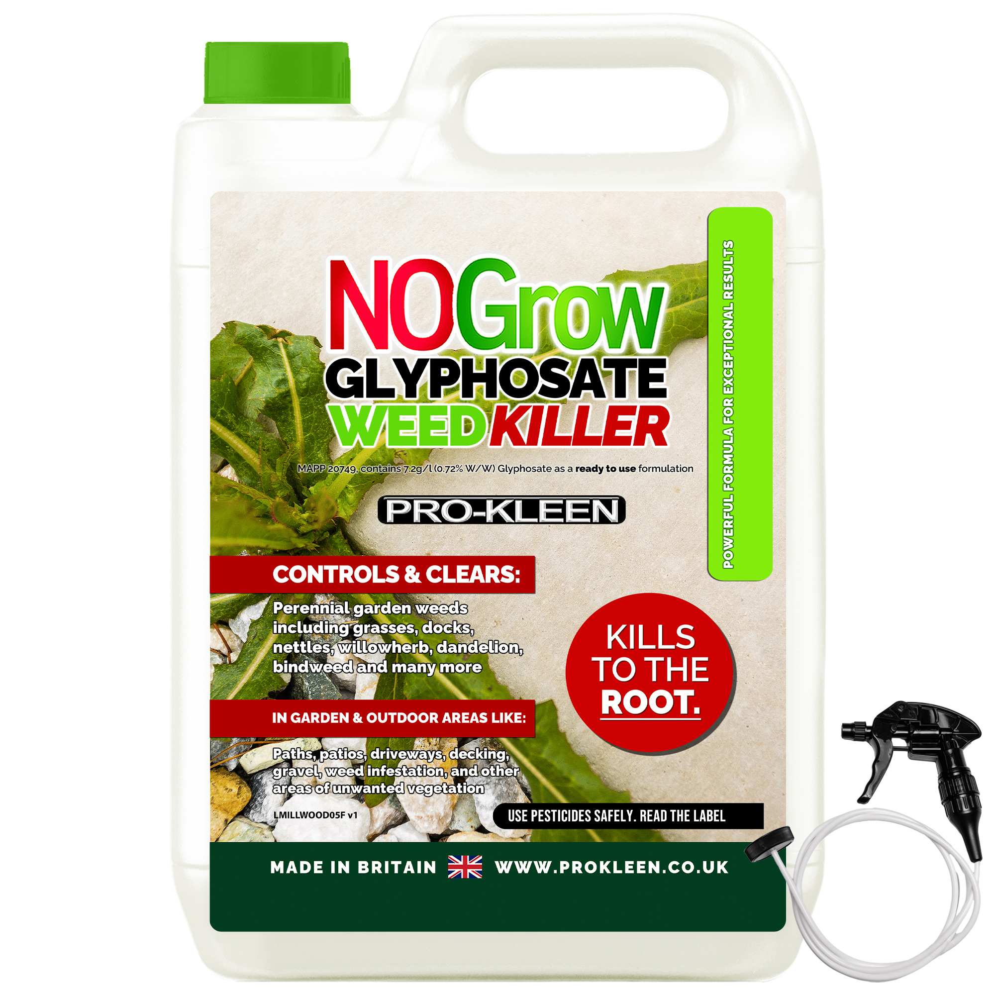 ProKleen No Grow Glyphosate Weed Killer Root Kill Amateur Use For 