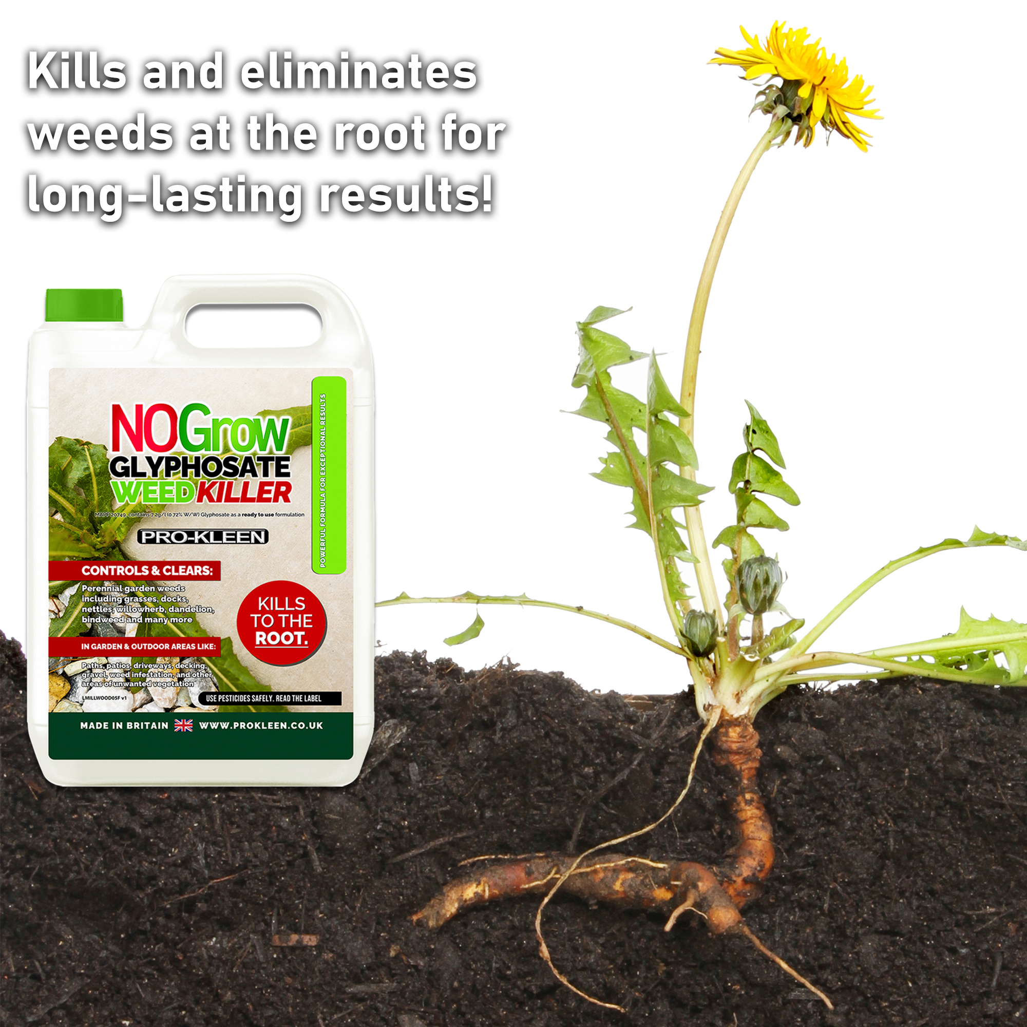 ProKleen No Grow Glyphosate Weed Killer Root Kill Amateur Use For 