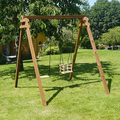 Ambre Infant & Child Double Wooden Swing Set
