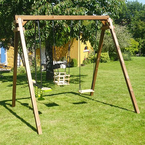 Pierre Infant & Child Triple Wooden Swing Set