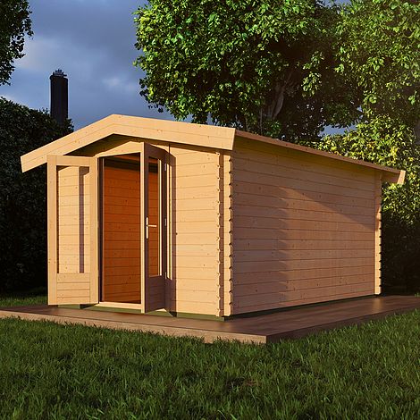 Lugarde Woodpro Premium Cambridge Log Cabin - 3m x 4m - Double Glazed Apex Roof