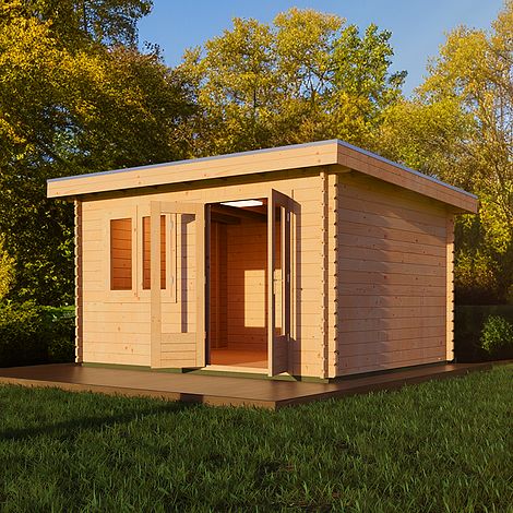 Lugarde Woodpro Premium Buckingham Log Cabin - 4m x 3m - Double Glazed Pent Roof