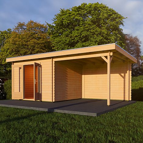 Lugarde Woodpro Premium Sunningdale Right Hand Log Cabin - 6m x 3m - Double Glazed Pent Roof