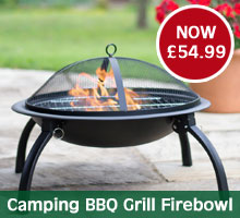 Camping Firebowl with BBQ Grill and Folding Legs